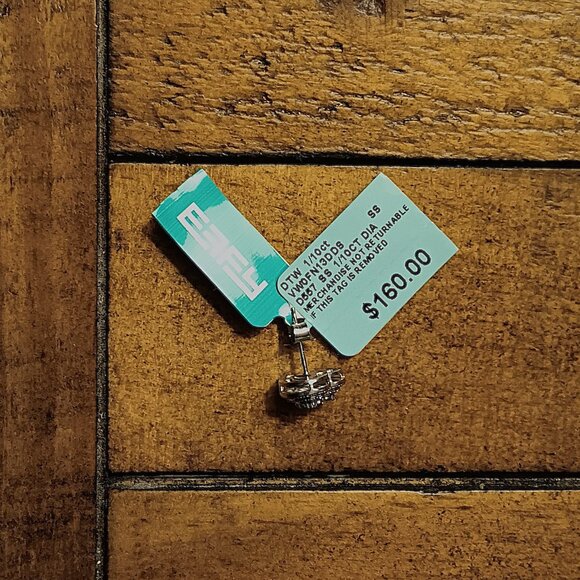 New Effy® 1/10 ct. t.w. Diamond Heart Earrings in Sterling Silver - Picture 2 of 2